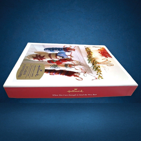 Knitted Snowflake Fireplace Christmas Stockings Vintage Hallmark Greeting Cards - Picture 5 of 6